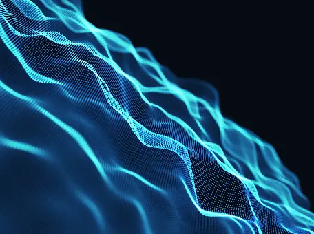 Abstract blue digital wave pattern representing energy flow and technology innovation.
