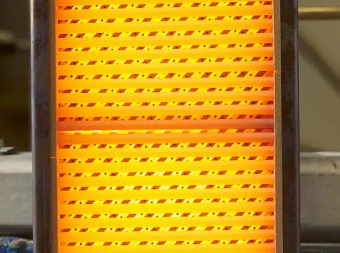 Orange and yellow glowing industrial heating elements